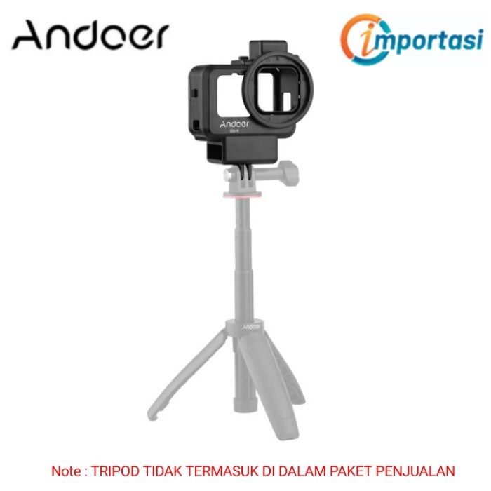 ANDOER Frame Vlog Case GoPro Hero 9 &amp; 10 Cage Housing Cold Shoe 55mm Adapter