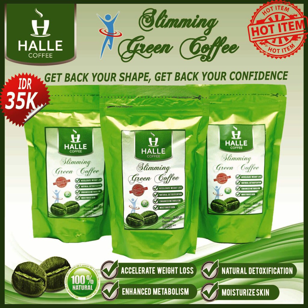 

Kopi Hijau Diet / Slimming Green Coffee Halle Coffee 250Gram(Bubuk Kasar)