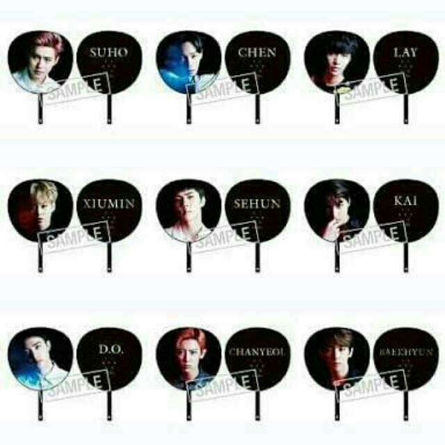 Exo Official exordium japan uchiwa / handfan - chanyeol, baekhyun, kyungsoo, sehun, kai, chen, lay