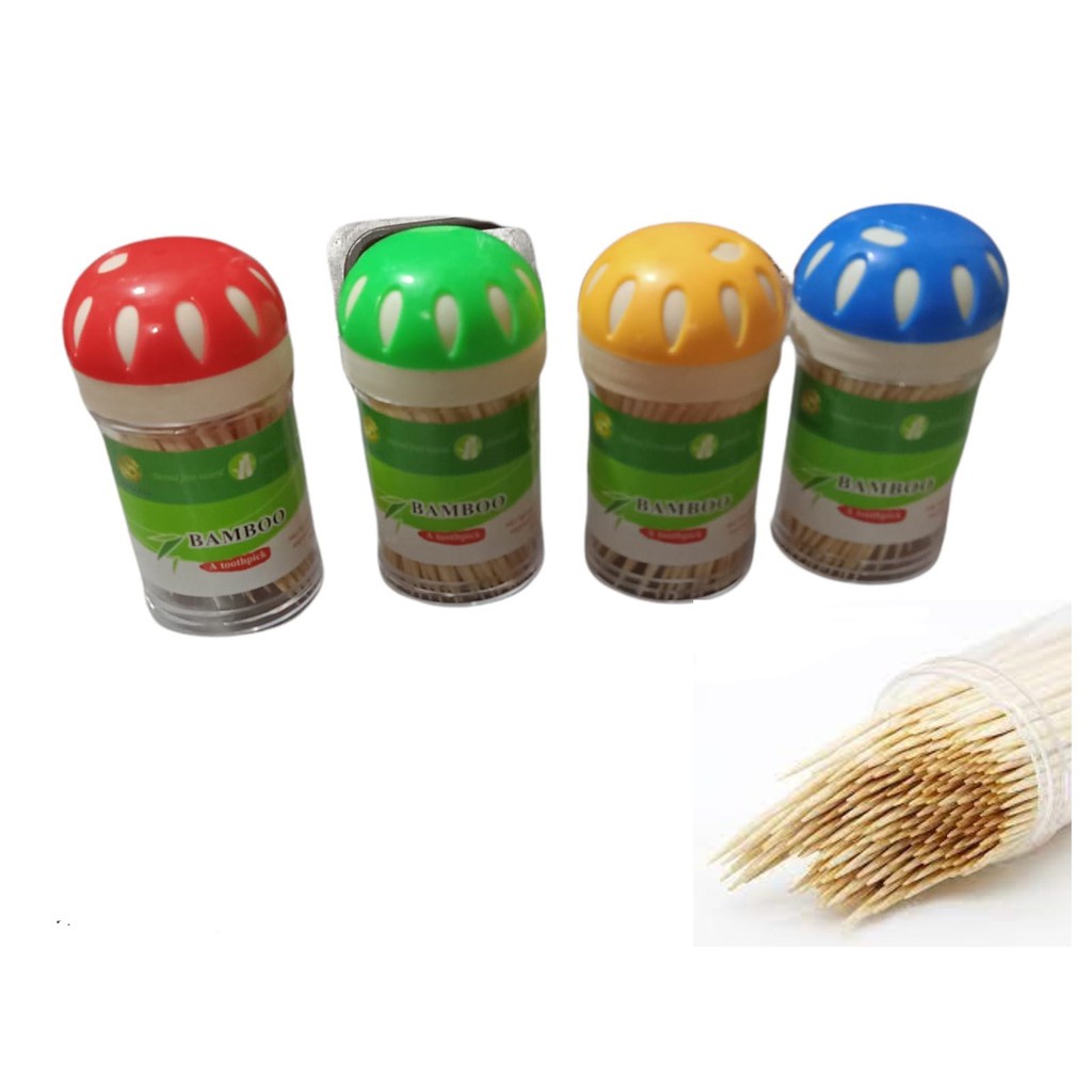 Tusuk Gigi Wadah Tempat / Toothppick Tabung  / Tusuk Gigi Tabung Bambu Bamboo Tusuk gigi 80 pack