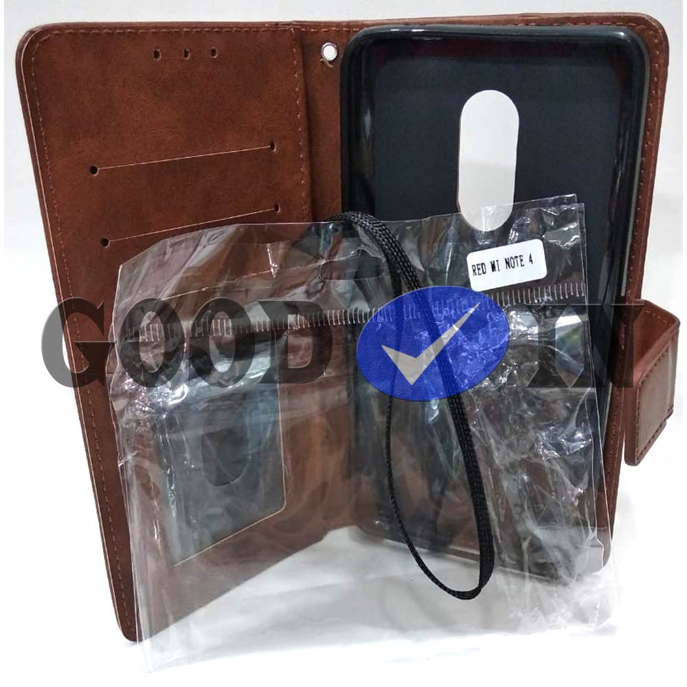 Flip Case - Flip Polos - Case Dompet Kulit Polos - Case REDMI NOTE 4