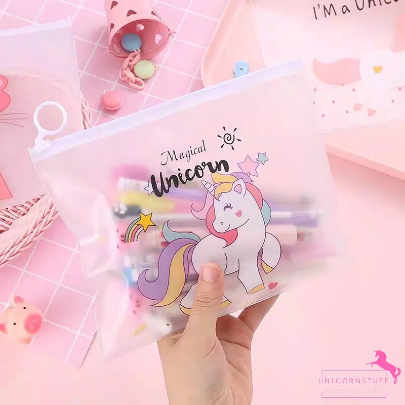 Map unicorn Tepak pensil unicorn Tempat Masker Anak Untuk Pergi