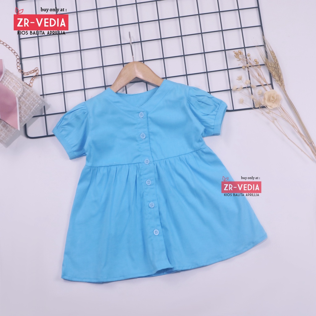 Dress Allysa uk 1-4 Tahun / Baju Polos Lengan Pendek Anak Perempuan Cewek Blouse Tunik Adem Branded Tshirt