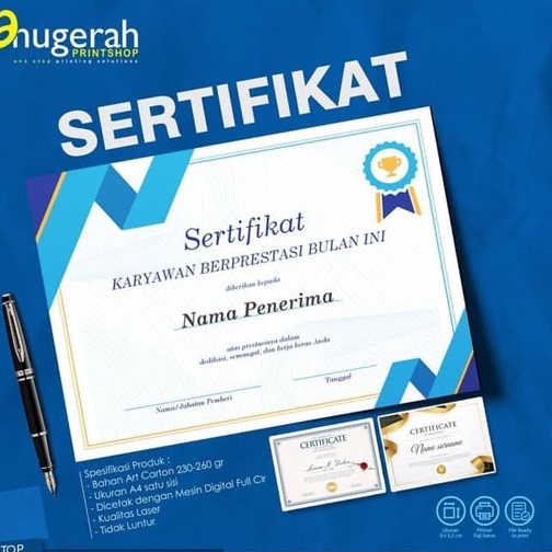 Jual Sertifikat Piagam Penghargaan Hadiah Kertas Bertekstur A4 Shopee