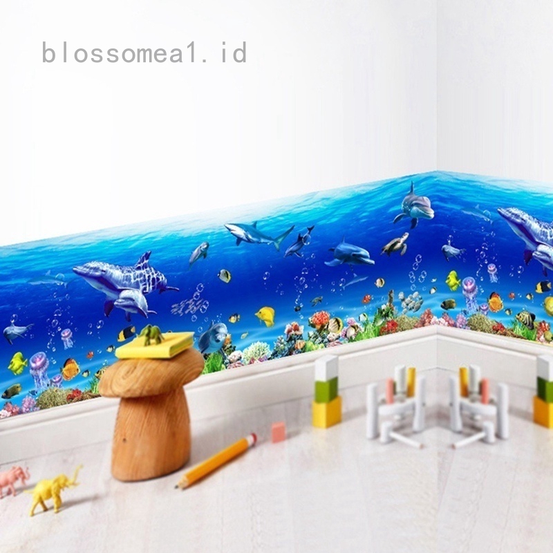 Blossomea1 Latest Underwater Ocean Dolphin Fish Sea Wall Art Sticker Bathroom Home Decor Shopee Indonesia