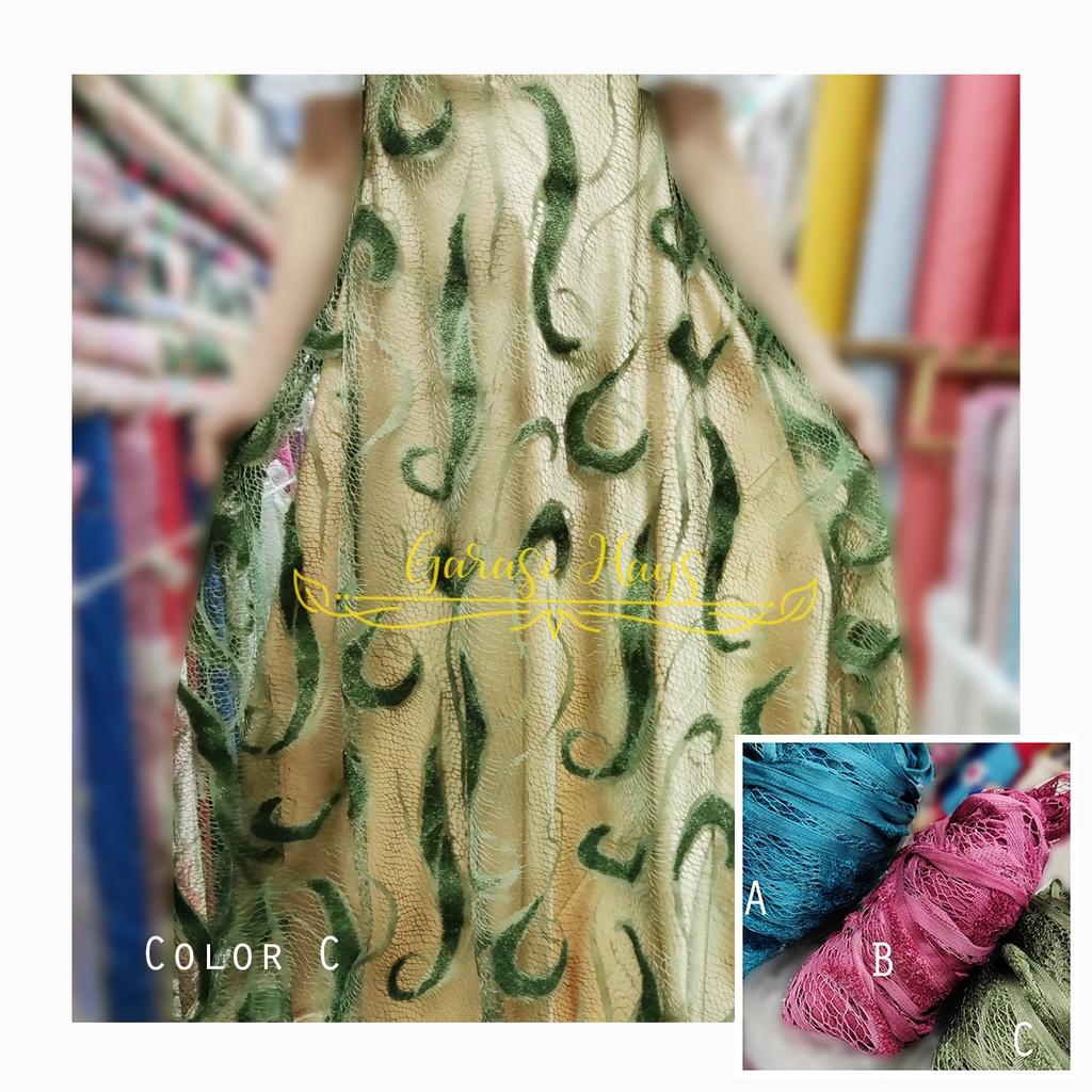 Kain Lace Velvet Motif Bludru Lebar 150 cm