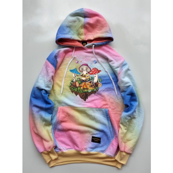 Jaket Hoodie Sweater Tie Dye Washing Acid Pria Wanita Original Good Morning Hijau Biru