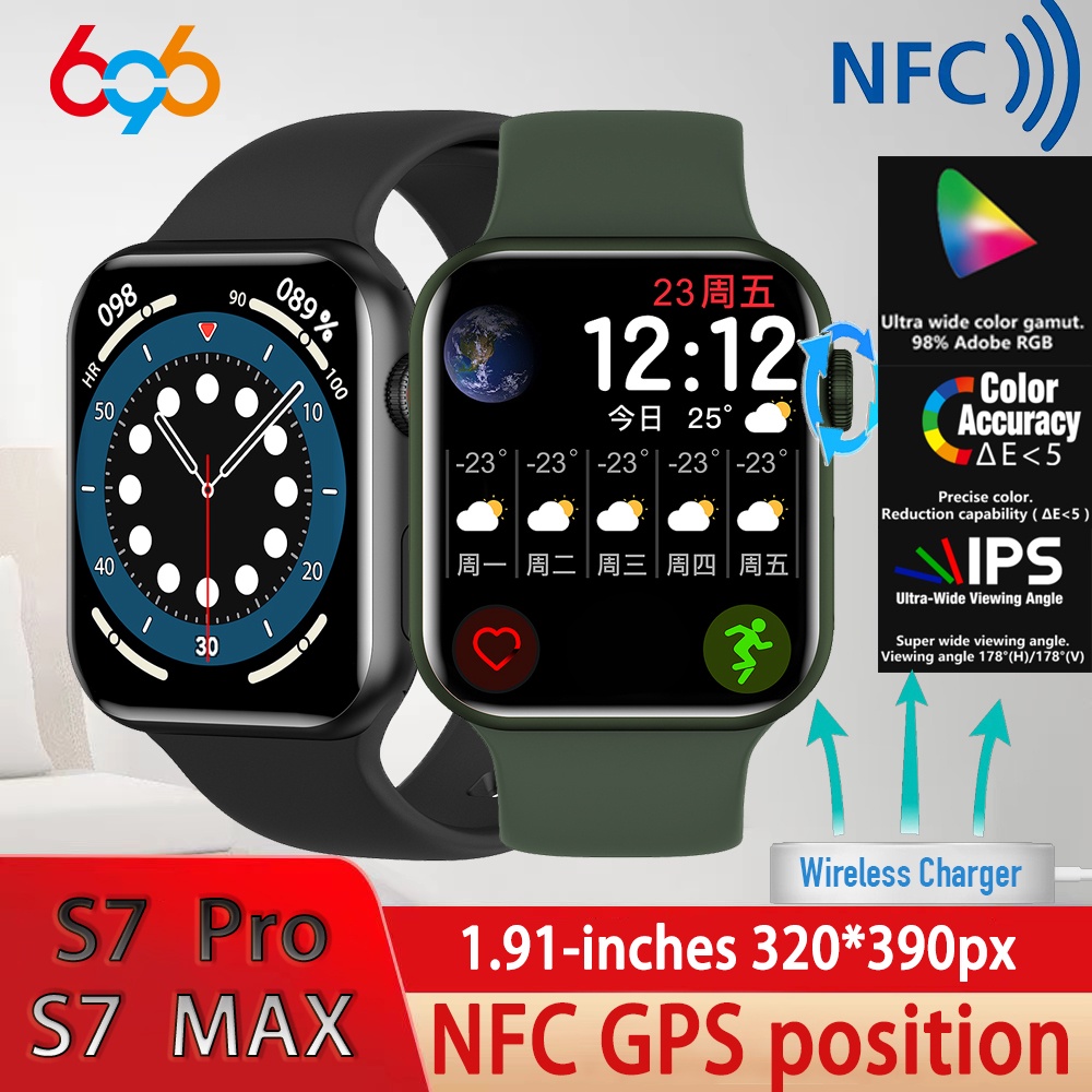 S7 Pro Asli S7 Max Smartwatch BT Call Wireless Charge NFC Jam Tangan Wanita Pria Smart Watch PK IWO