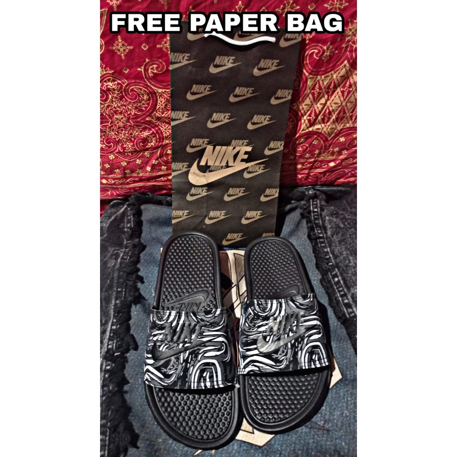 SANDAL SLOP NIKE BENASSI SELOP HITAM POLOS DOODLE PRIA WANITA COD
