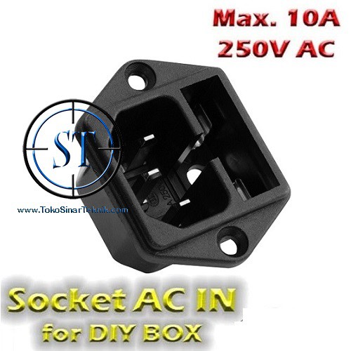 Socket AC IN Power Brass Foot with Fuse Holder Soket Outlet Power 3 Lubang Komputer Ampli Box Speaker Tanpa Fuse Kaca 10A BA-88C