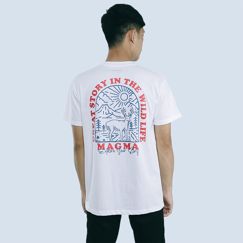 TOP Kaos Traveling Magma Apparel | Tshirt Hirsch warna putih | Kaos Magma Apparel Tshirt Magma