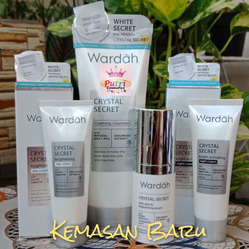 Wardah Paket Hemat 3 White Secret Kemasan baru Crystal Secret 4 produk