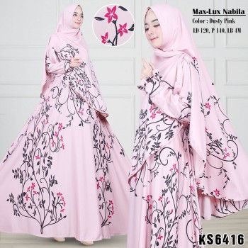 Nabila gamis syari maxmara lux ld 120 pb 140 fit xxl