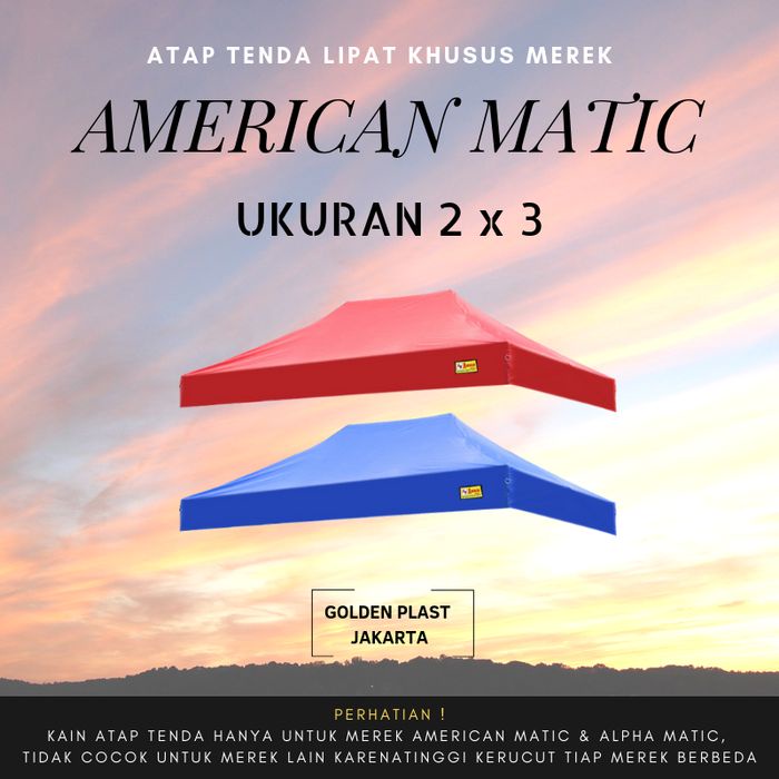 eemjed Atap Tenda Lipat American Matic Ukuran 2X3 ( Hanya Atap Terpal Saja) - Merah Gt040B