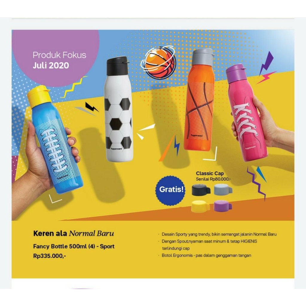 TUPPERWARE | Fancy Bottle Sport 4 Pcs @500ml | Botol Minum