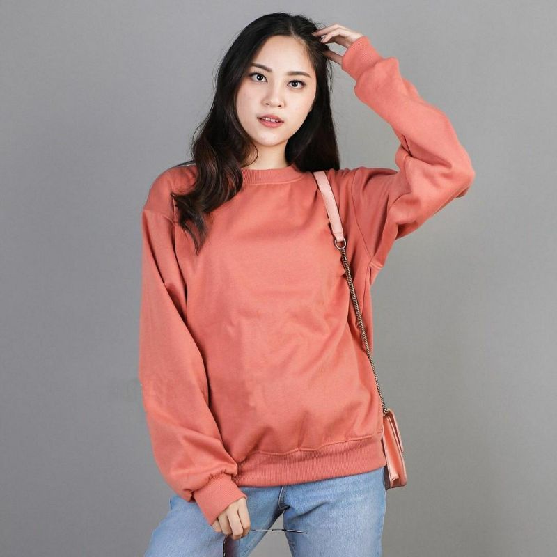 SWEATER_ID Basic Sweater Salem Salmon Polos Unisex Fleece Tebal Premium