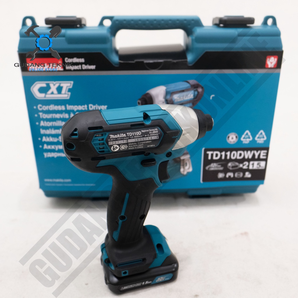 Impact Driver Cordless MAKITA TD110DWYE / Mesin Bor Obeng Baterai 12V MAKITA TD 110 DWYE