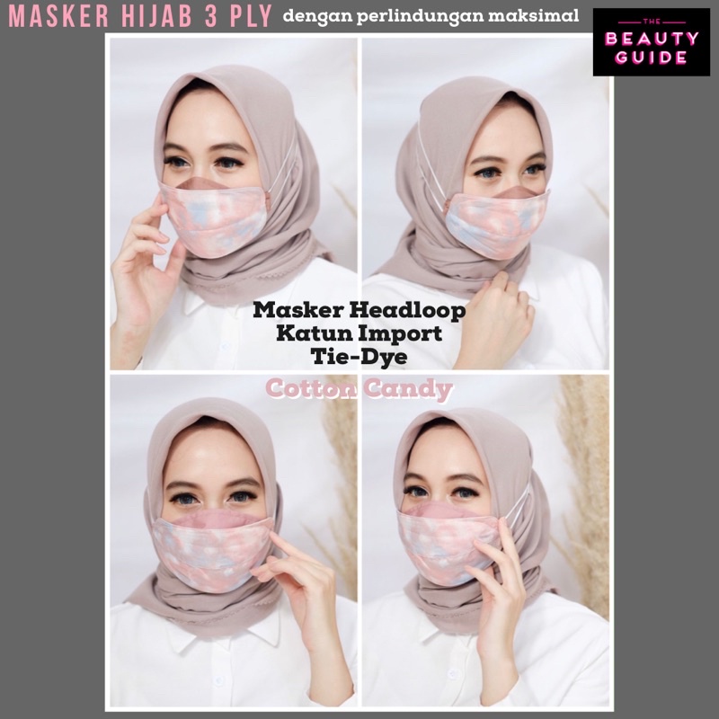 Masker Kain Headloop Hijab 3 ply / 3 lapis - TIE DYE