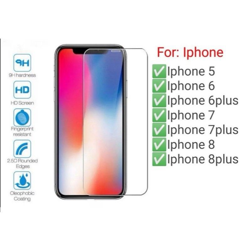 Iphone 5 6 6Plus 7 7Plus 8 8Plus Plus Antigores Bening Tempered Glass Screen Guard protector TG