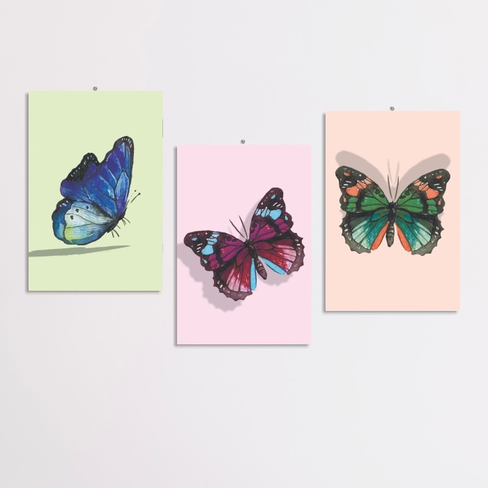 Hiasan Dinding Dekorasi Poster Kupu-kupu Warna Warni Butterfly 20x30 cm