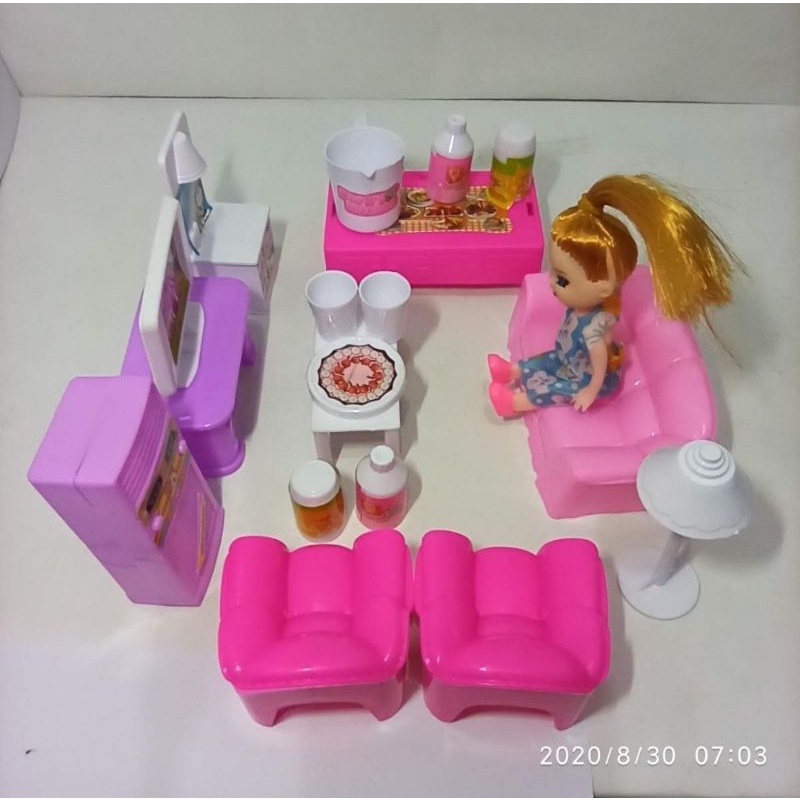 Mainan anak perempuan boneka furniture dan Tv / mainan anak
