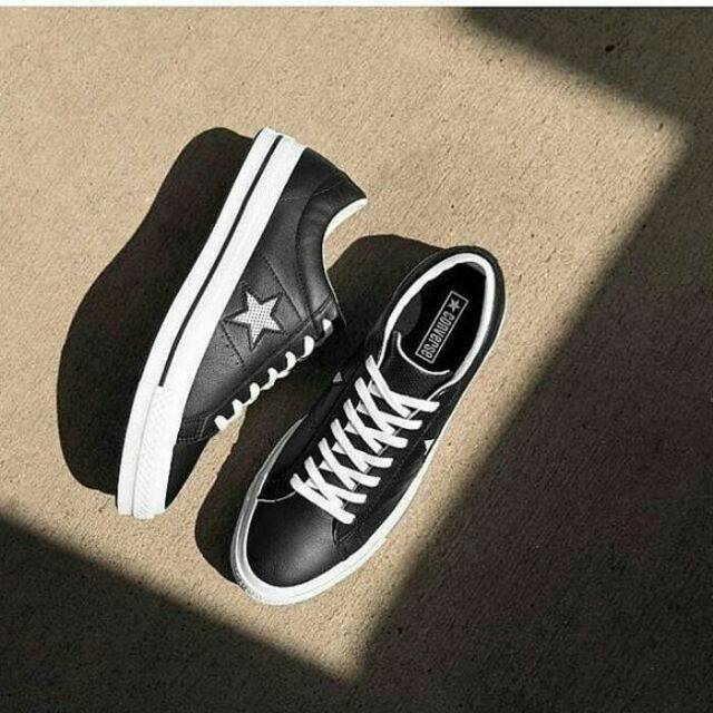 Converse One Star 74 Perf Leather Black white | Shopee Indonesia
