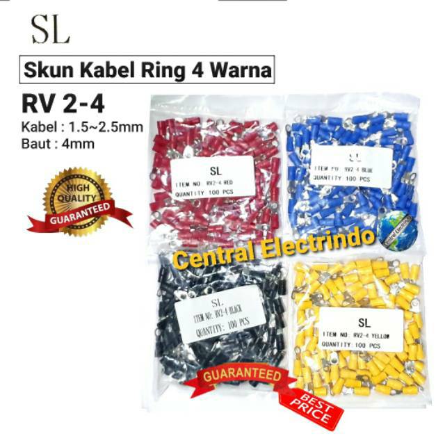 Skun Kabel Ring Warna RV 2-4 Kabel 1.5~2.5mm Baut 4mm SL.