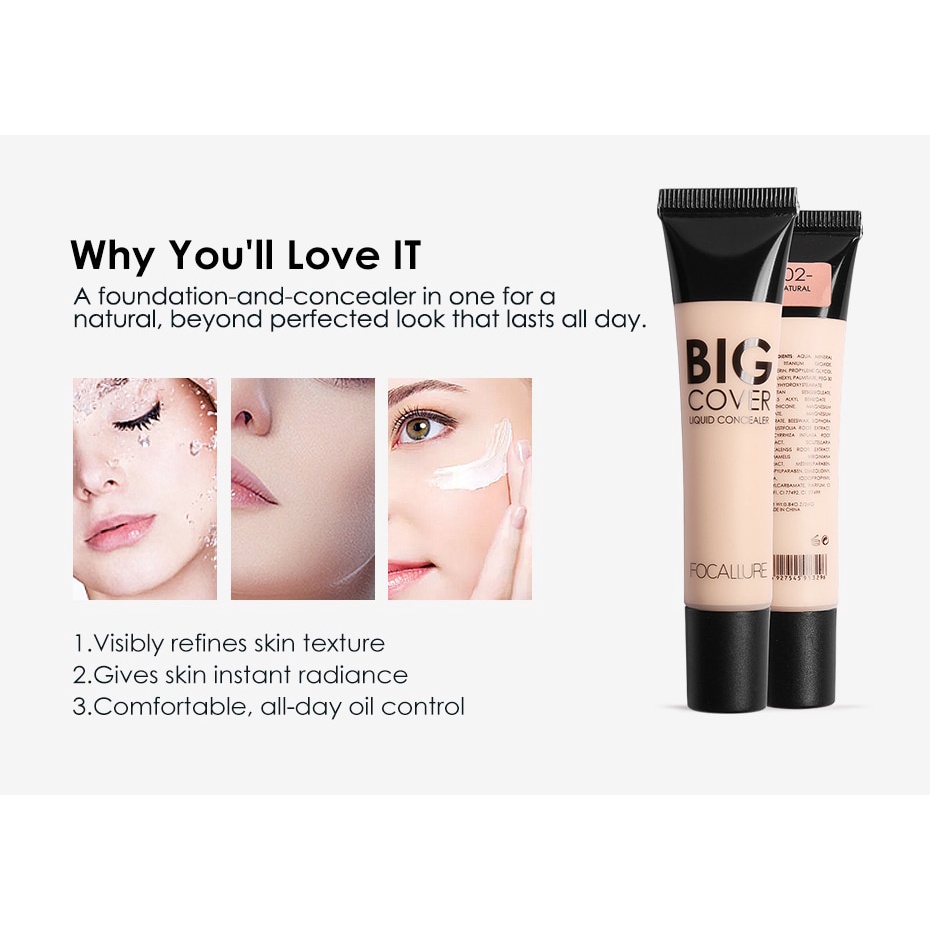 Focallure Big Cover Liquid Concealer Tube Focallure Conceler Focallure Consealer Focallure Conseler Focallure Concealer Focallure Focallur Focalure Fucallure Focalure Foccalure