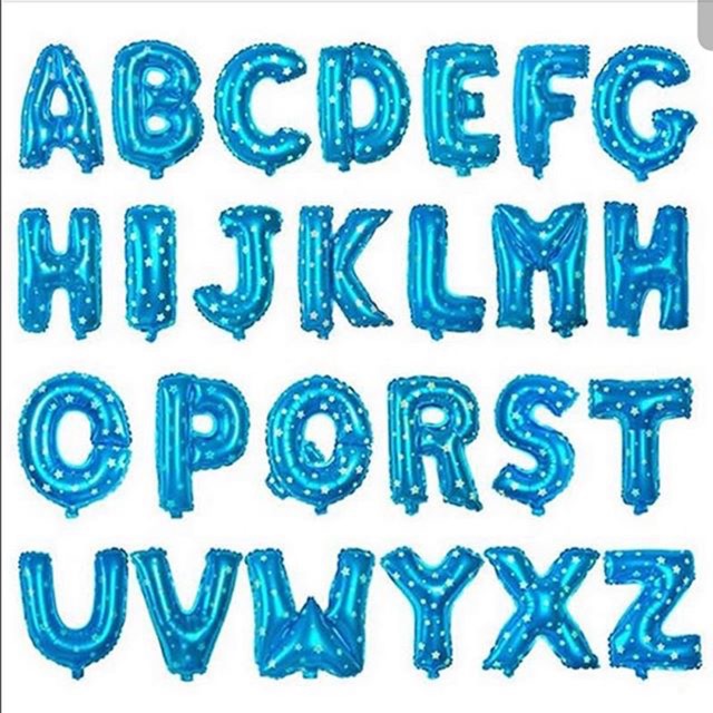 Balon foil huruf biru - balon foil huruf murah - balon foil huruf warna