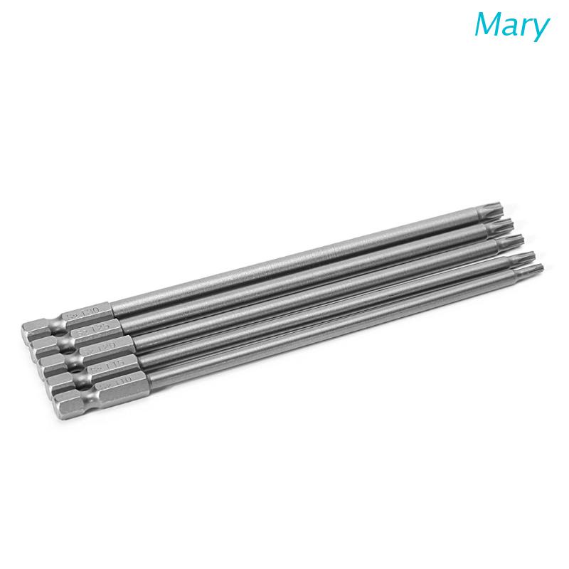 Mary 5pcs / Set Mata Bor Obeng Torx Elektrik Magnetik Panjang 150mm T10-T30 Bits