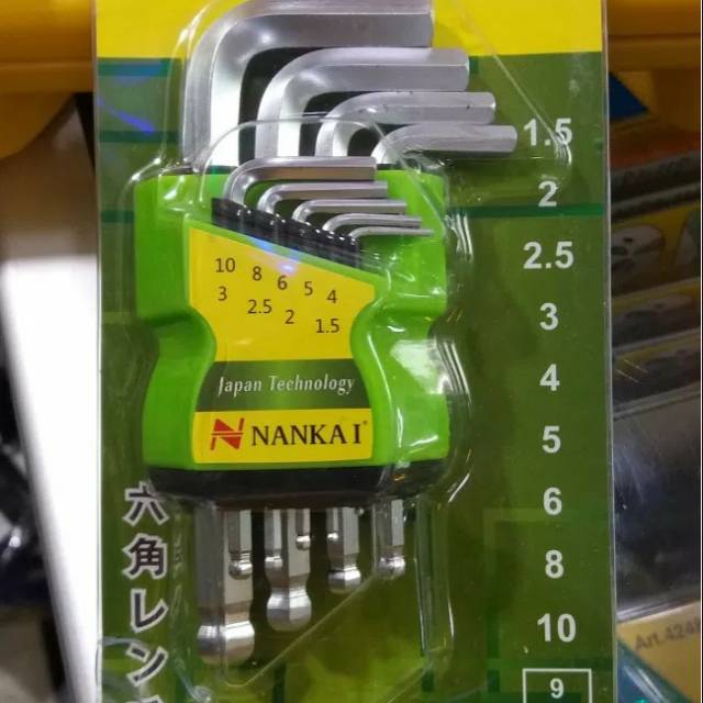 Kunci L set ballpoint NANKAI pendek 9 pcs