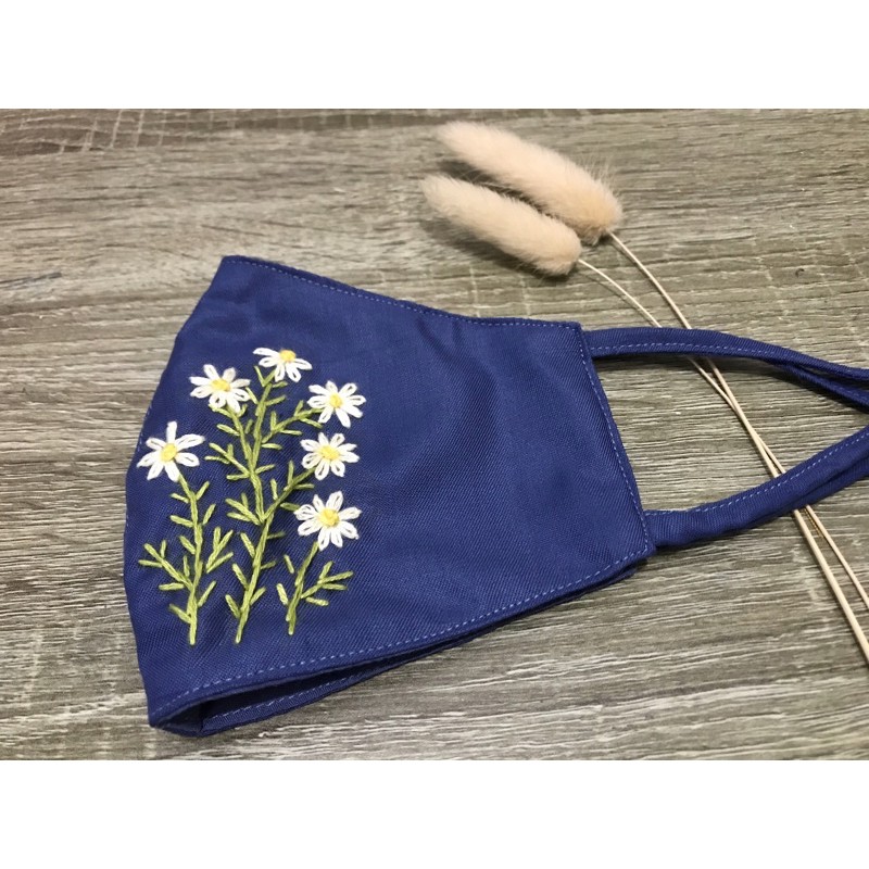 Masker Sulam Benang warna Biru Indigo