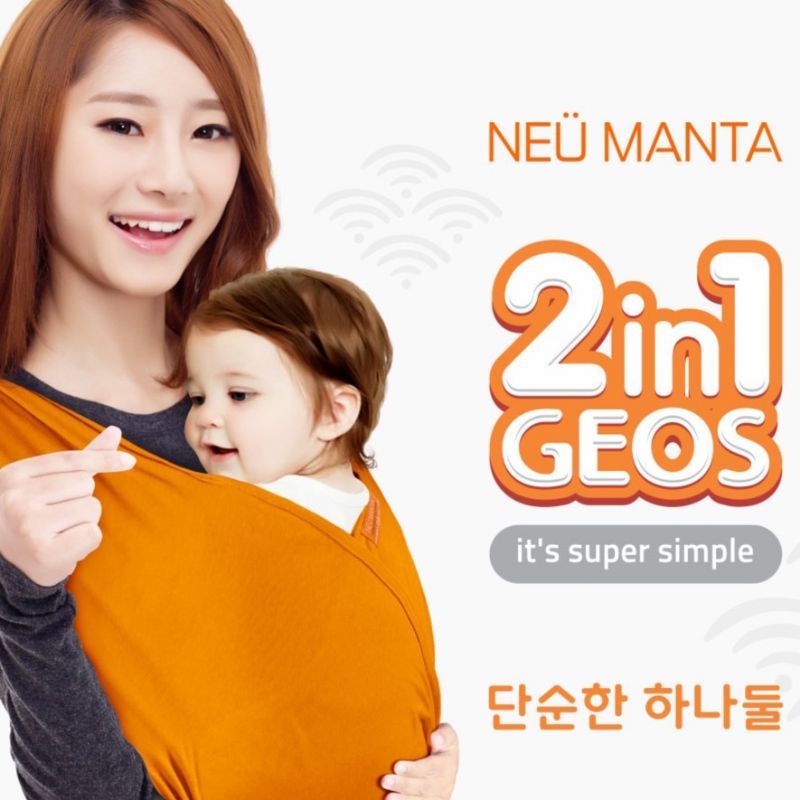 GEOS 2in1 instant wrap Neu Manta Original || Gendongan Bayi Instan 2in1