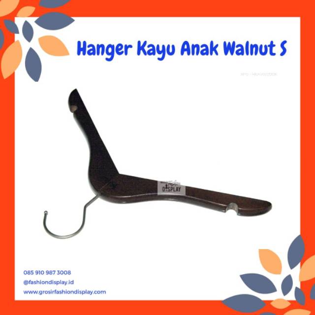 Hanger Kayu Anak Warna Wallnut Gantungan Baju Anak Coklat Tua Hanger Kayu Natural Tua (BH)