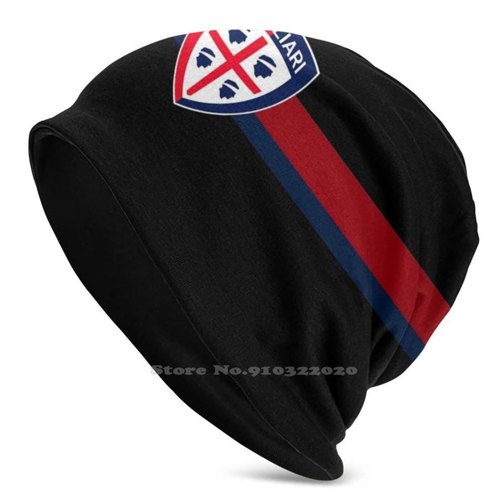 Cagliari Stripe Black Stretch Beanie 3D Diy Print Cap Football Italy Serie A Cagliari