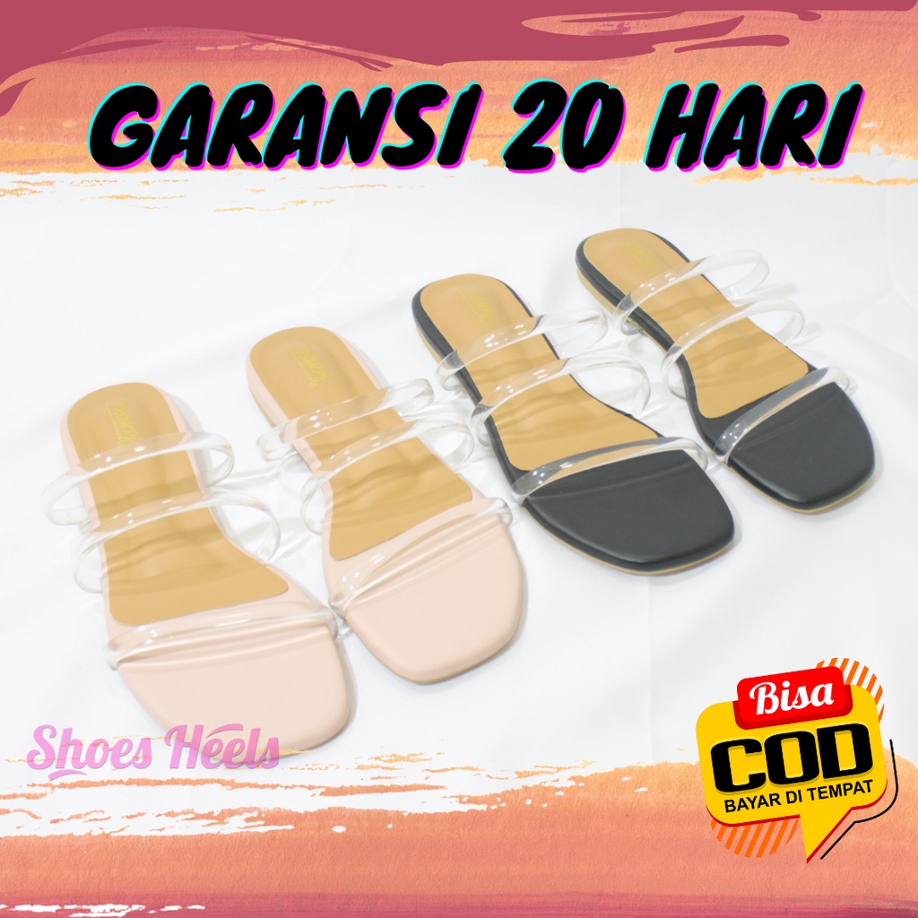 Sandal Sendal Selop Slop Santai Rumahan Jalan Jalan Wanita Kekinian Sendal Heels Hak Pendek Modern W