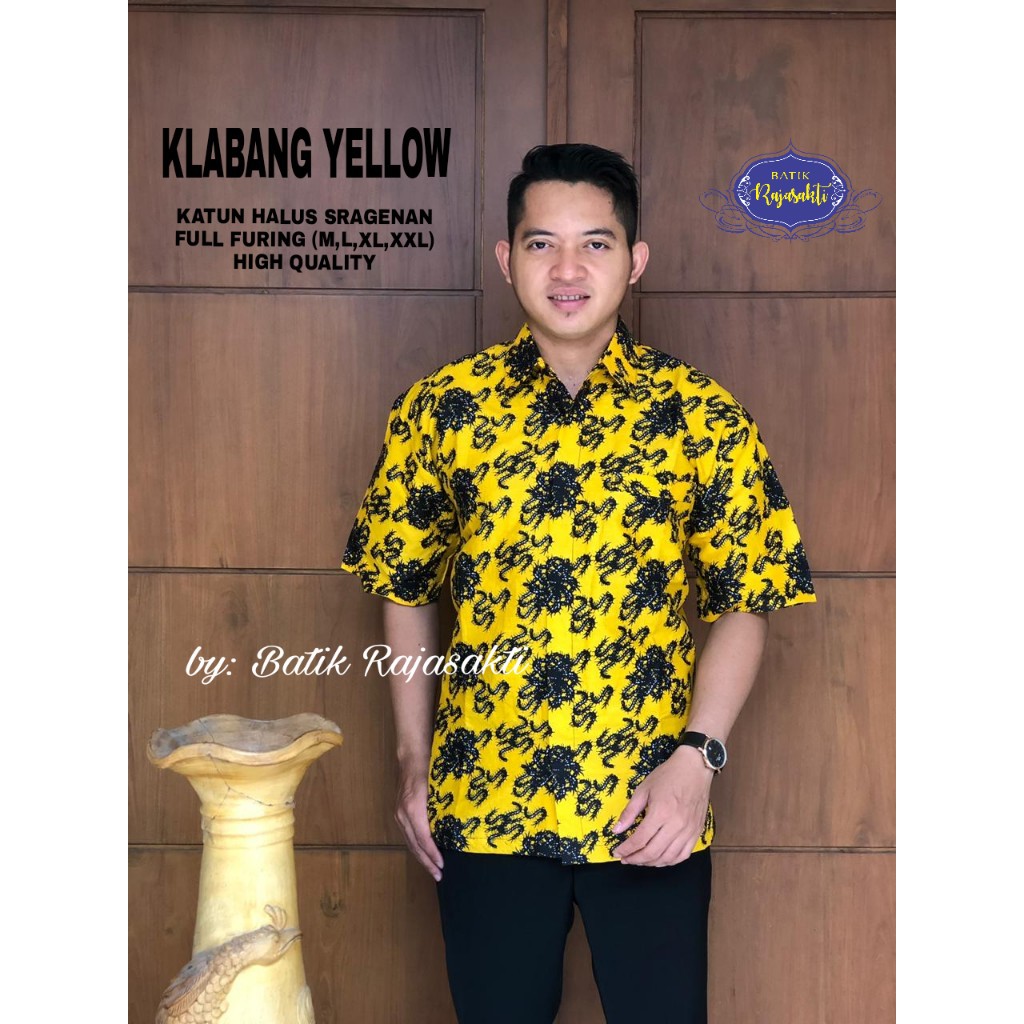 KLABANG RED Kemeja Batik Pria Lengan Pendek Katun Halus FULL FURING Rajasakti