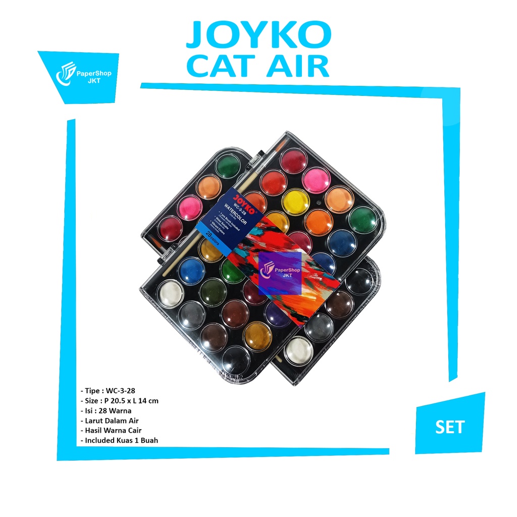 

JOYKO - Watercolor Set Cat Air WC-3 Isi 28 Warna - WC-3-28 - Pallete