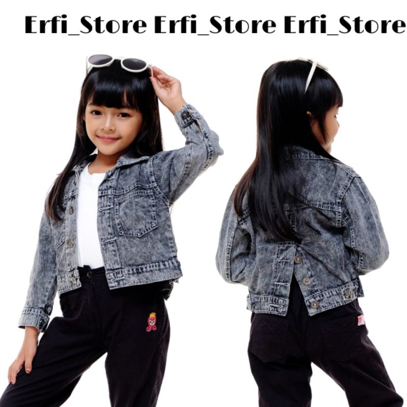 Jaket jeans Anak Kancing Belakang Usia 2-7th Bahan jeans premium /alika anak