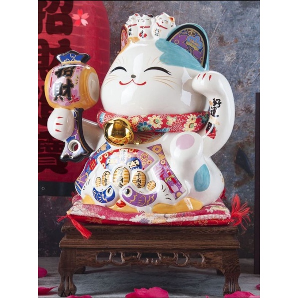 Maneki Neko Keramik Large / Kucing Hoki Keramic / Lucky Cat Ceramic