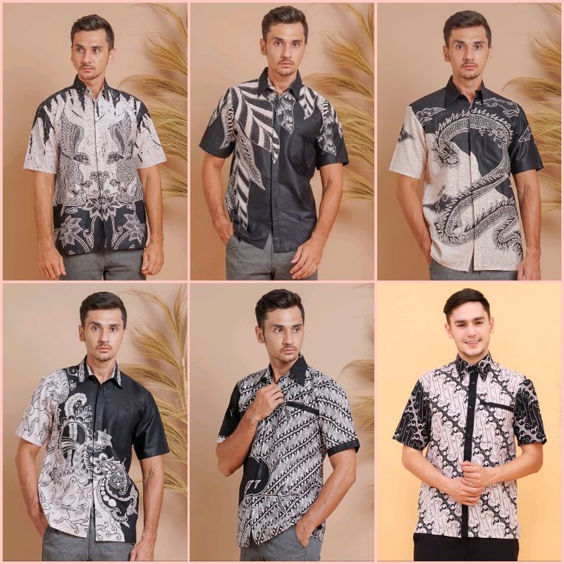 Diskon BSWART Batik HRB026 Kenongo Hem Pendek Padi Pekalongan M L XL Batik Pria MURAH Modern Grosir