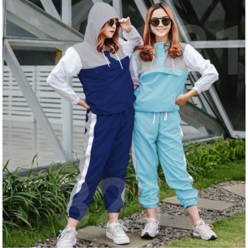 setelan baju olahraga wanita - set rky jogging