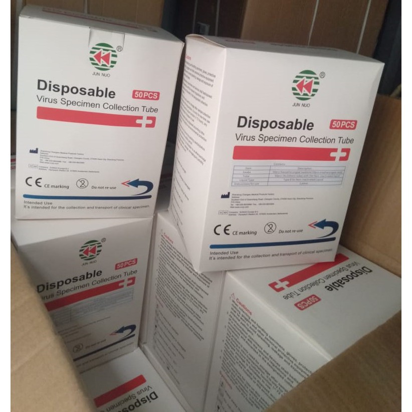 1 BOX isi 50 - VTM Jun Nuo Swab (ada izin BNPB, CE & FDA Certified)