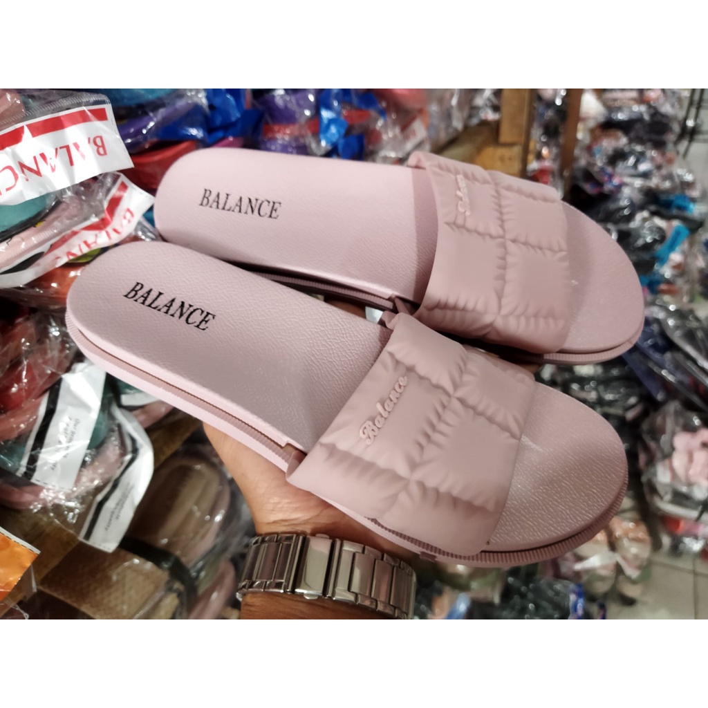 Sandal Selop jelly Wanita Import balance 956-w5 37-40 Elastis Motif Kotak Anti Slip Balance