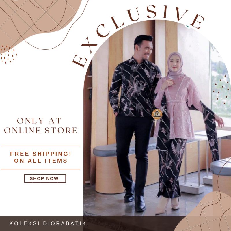 Couple Kebaya Brokat Devinda // M.L.XL.XXL Free Selendang Batik Kemeja Batik Pria