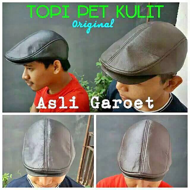 Topi Pet Kulit Asli | pria | cowo | casual | polos sapi|branded|copet|pelukis|  kado/ original/keren