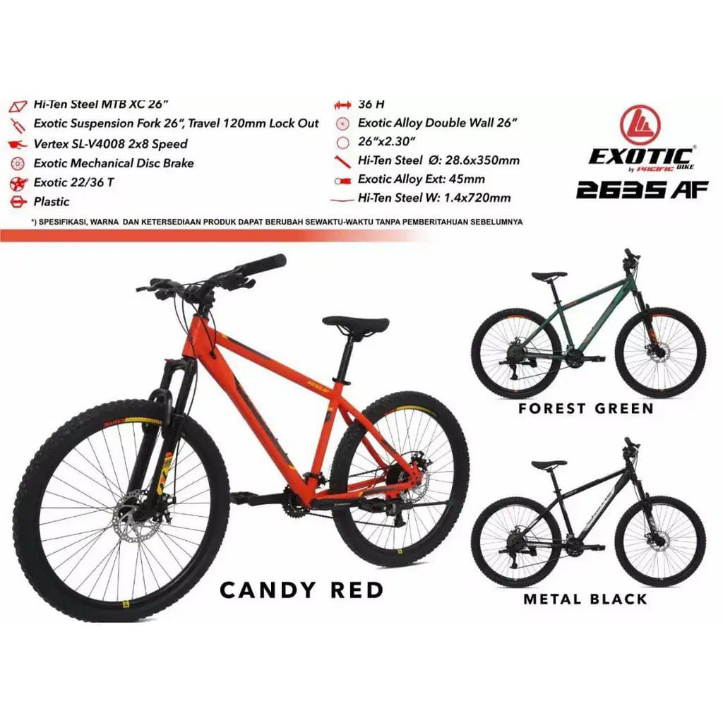 Sepeda Gunung 27.5 Inch MTB Exotic 2635 AF 16 Speed