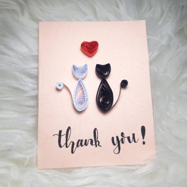 Kartu ucapan couple cat kucing  paper quilling