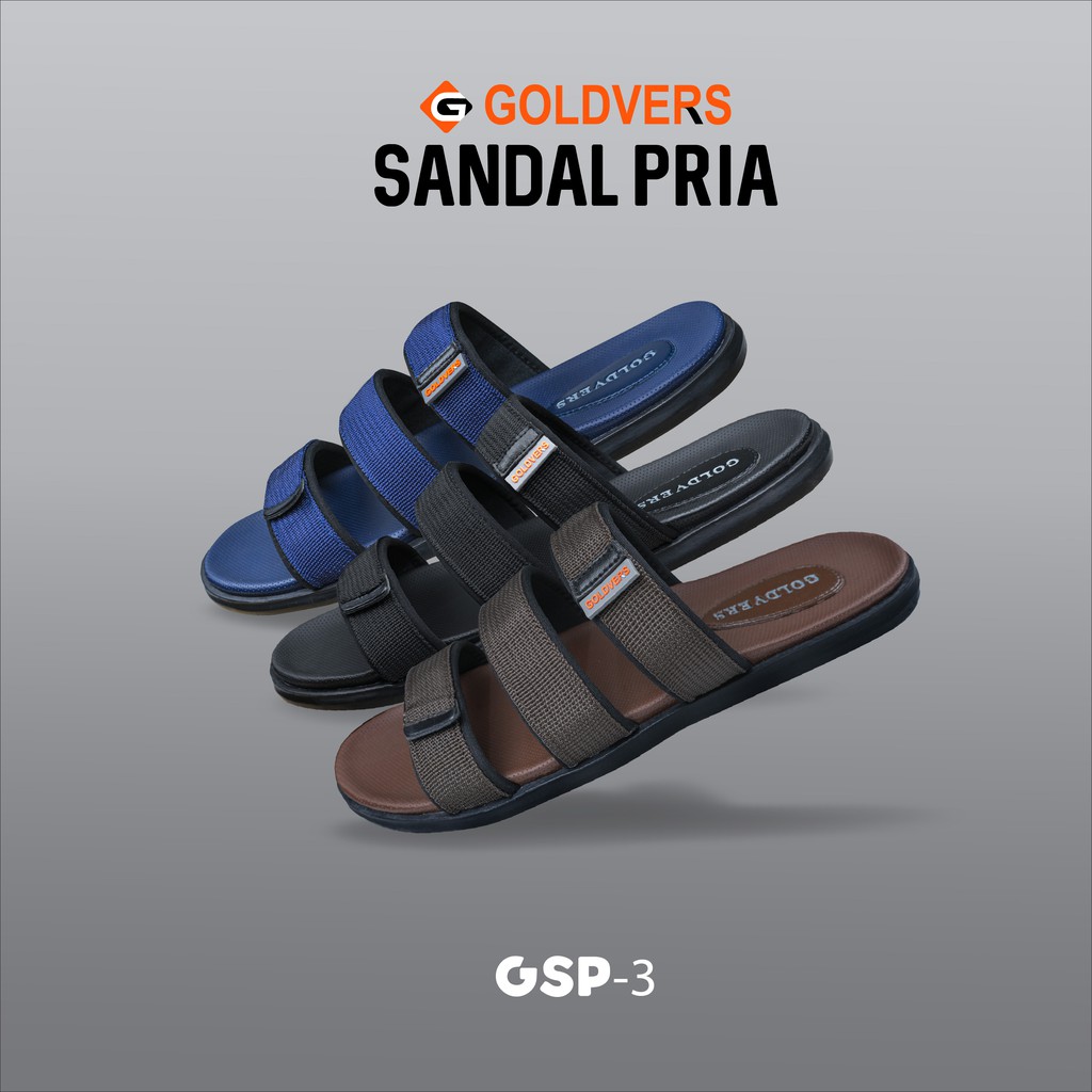 DISTRIBUTOR TAS Sandal Pria Original GOLDVERS Sandal Casual Pria Kekinian Sandal Slop Pria outdoor