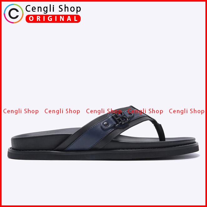 SANDAL JEPIT EVERBEST PRIA ORIGINAL CASUAL KULIT ASLI BIRU NAVY EM19